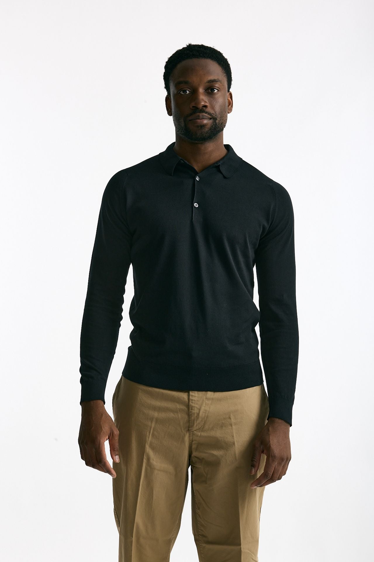 Polo BRADWELL in cotone sea island nero men John smedley - 2