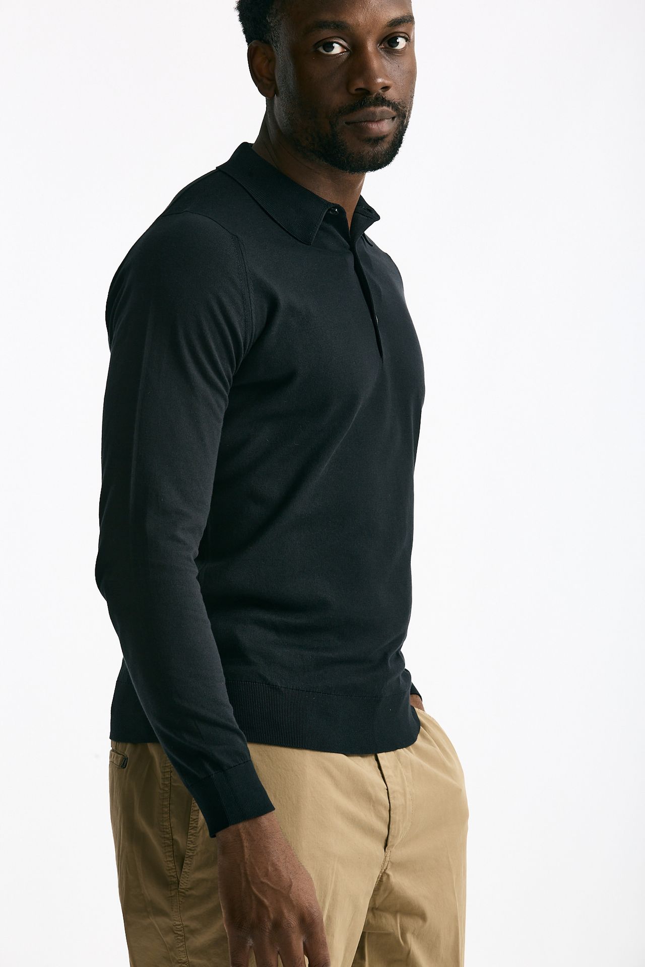 Polo BRADWELL in cotone sea island nero men John smedley - 5