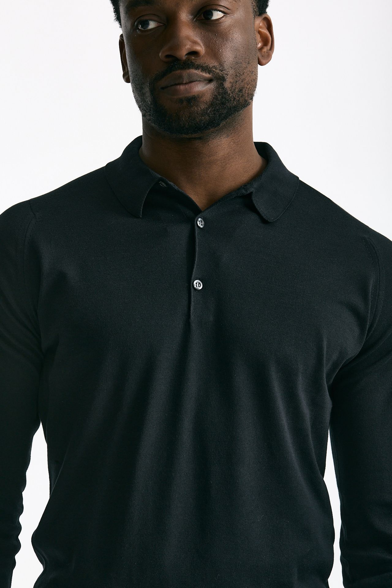 Polo BRADWELL in cotone sea island nero men John smedley - 6