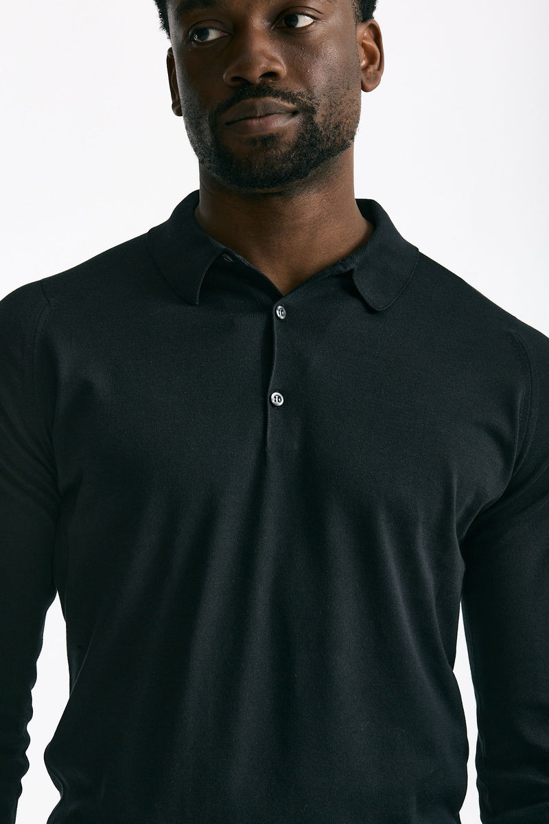 Polo BRADWELL in cotone sea island nero men John smedley - 6