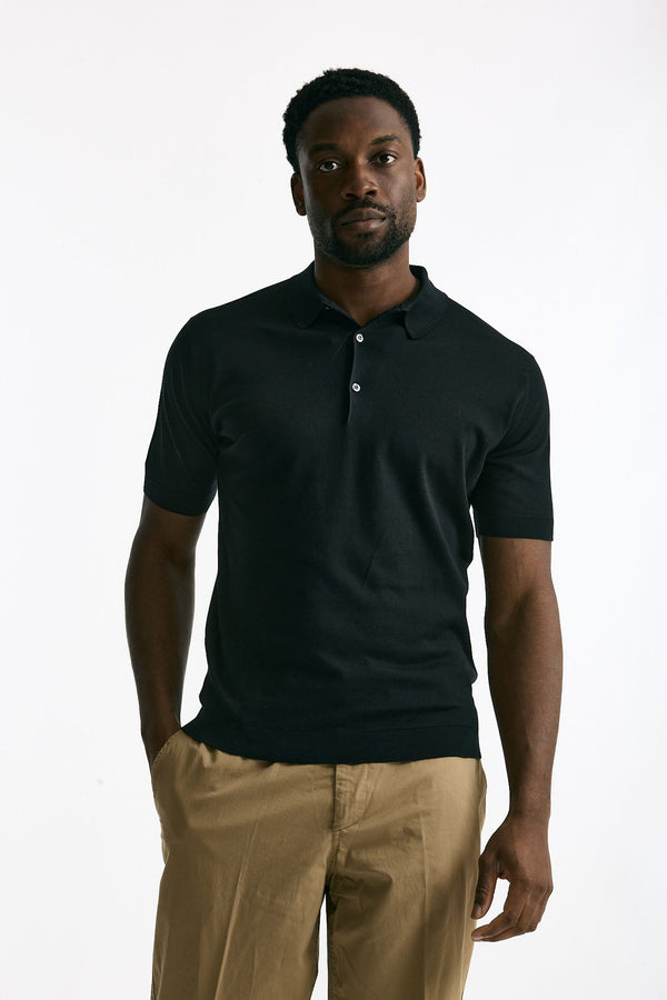 Polo ADRIAN in cotone sea island nero men John smedley