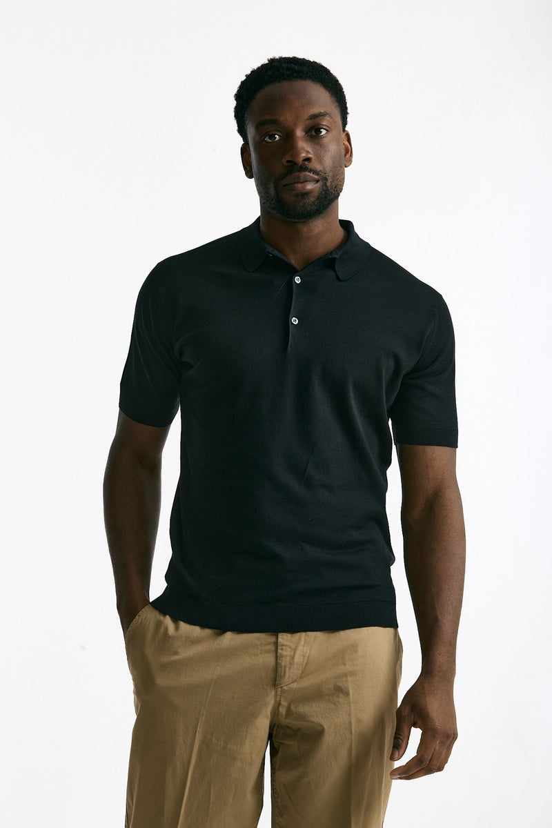 Polo ADRIAN in cotone sea island nero men John smedley - 2