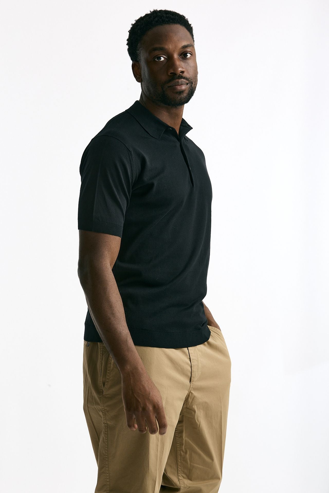 Polo ADRIAN in cotone sea island nero men John smedley - 1