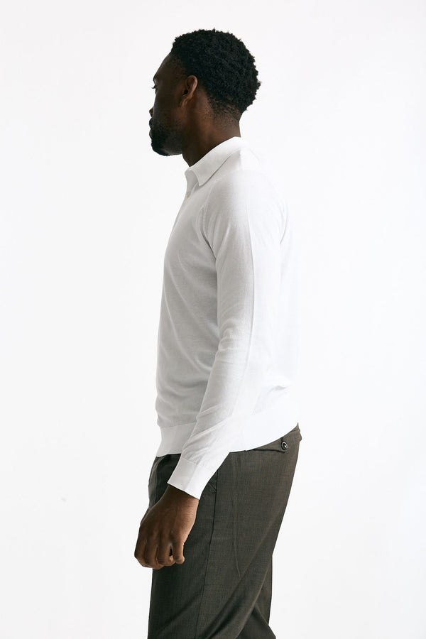 Polo BRADWELL in cotone sea island bianco men John smedley