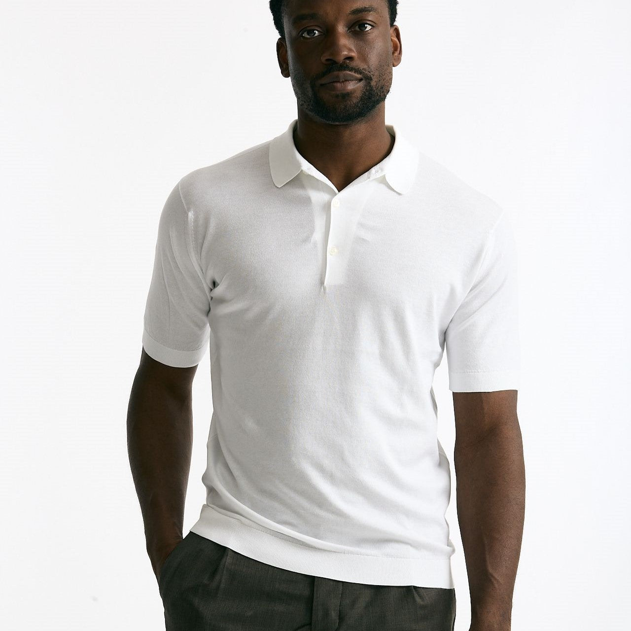 Polo ADRIAN in cotone sea island bianco men John smedley - 6
