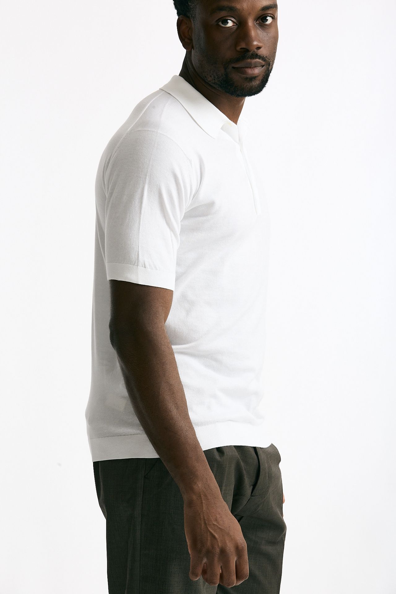 Polo ADRIAN in cotone sea island bianco men John smedley - 4