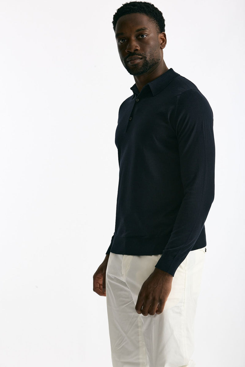 Polo BRADWELL in cotone sea island blu men John smedley - 5