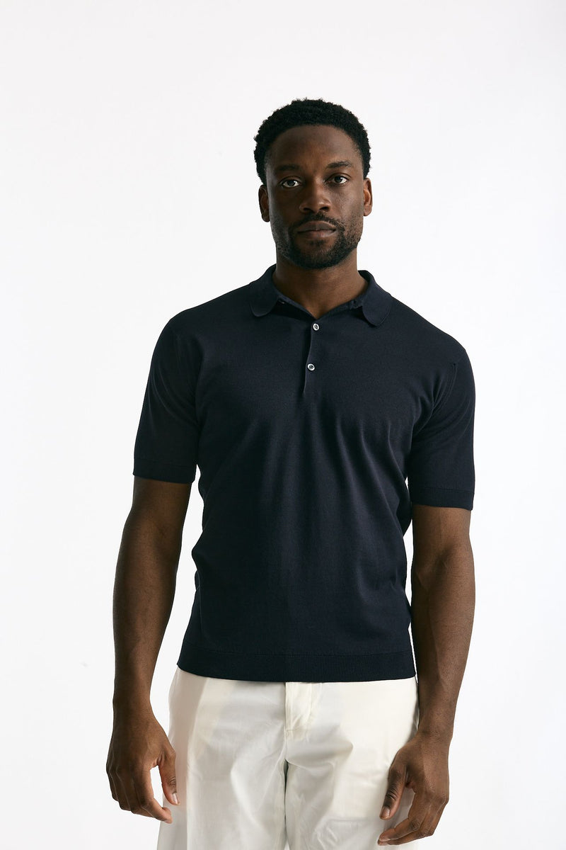 Polo ADRIAN in cotone sea island blu men John smedley - 2