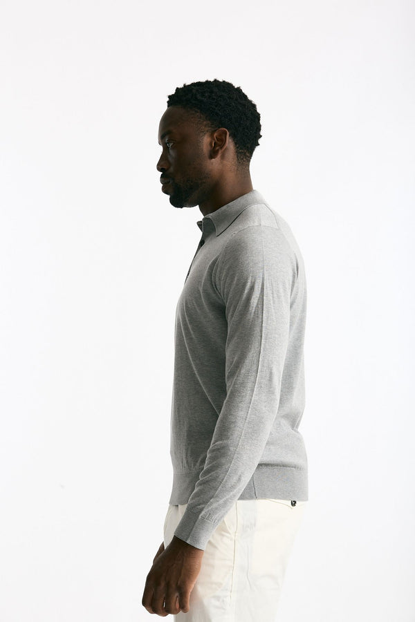 Polo BRADWELL in cotone sea island grigio men John smedley