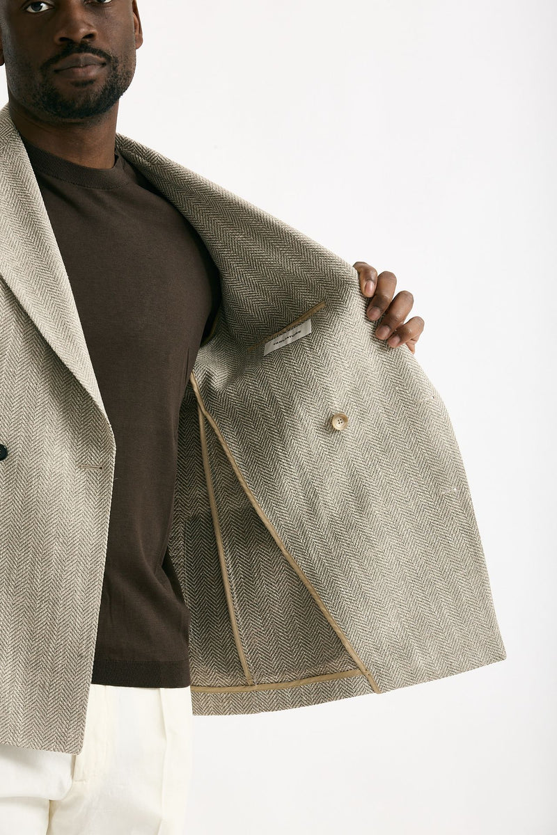 Giacca doppiopetto MONTECARLO spinato beige men Tagliatore - 7