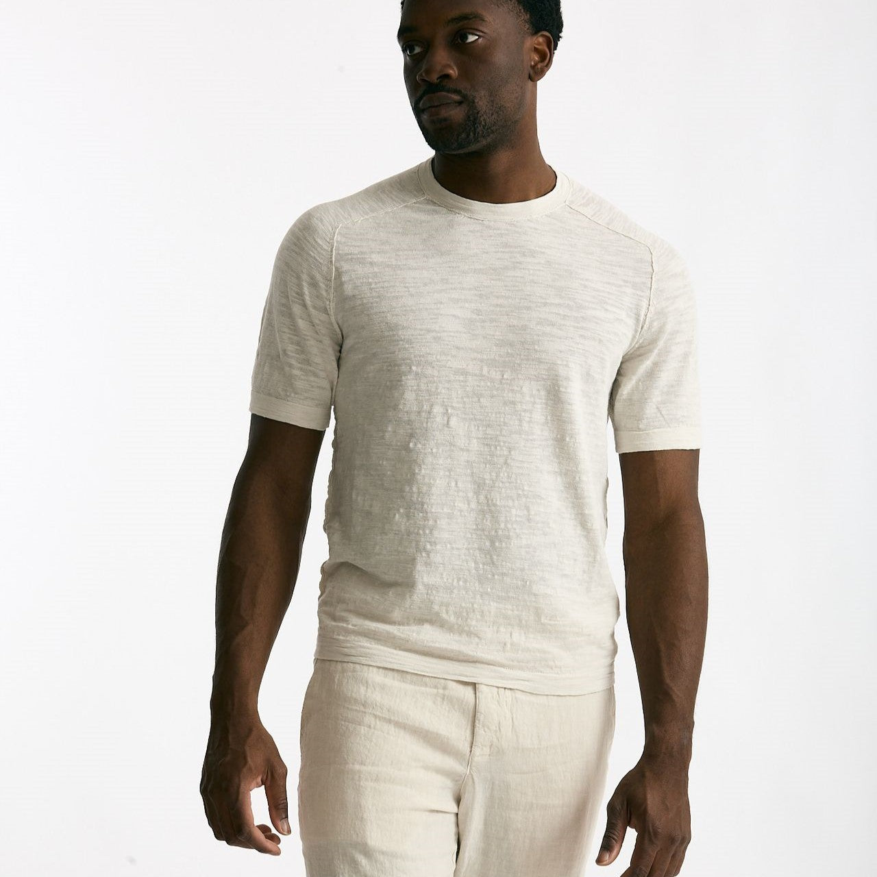 T shirt in cotone e lino beige men Transit uomo - 7