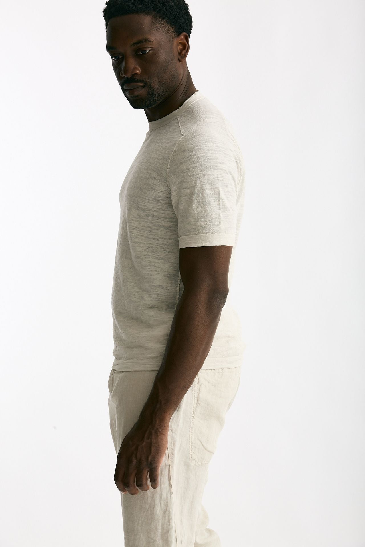 T shirt in cotone e lino beige men Transit uomo - 3