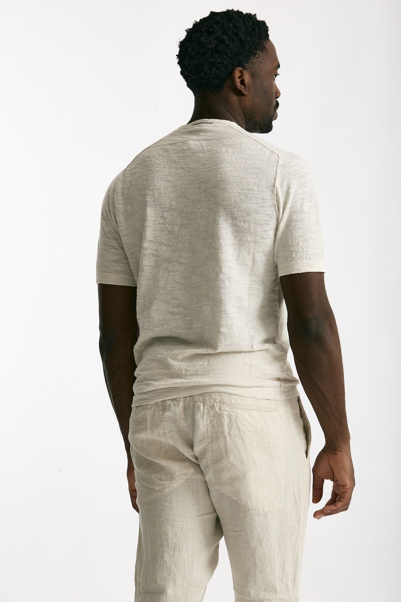 T shirt in cotone e lino beige men Transit uomo - 1