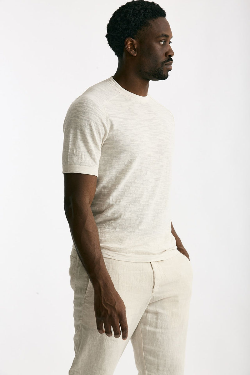 T shirt in cotone e lino beige men Transit uomo - 5