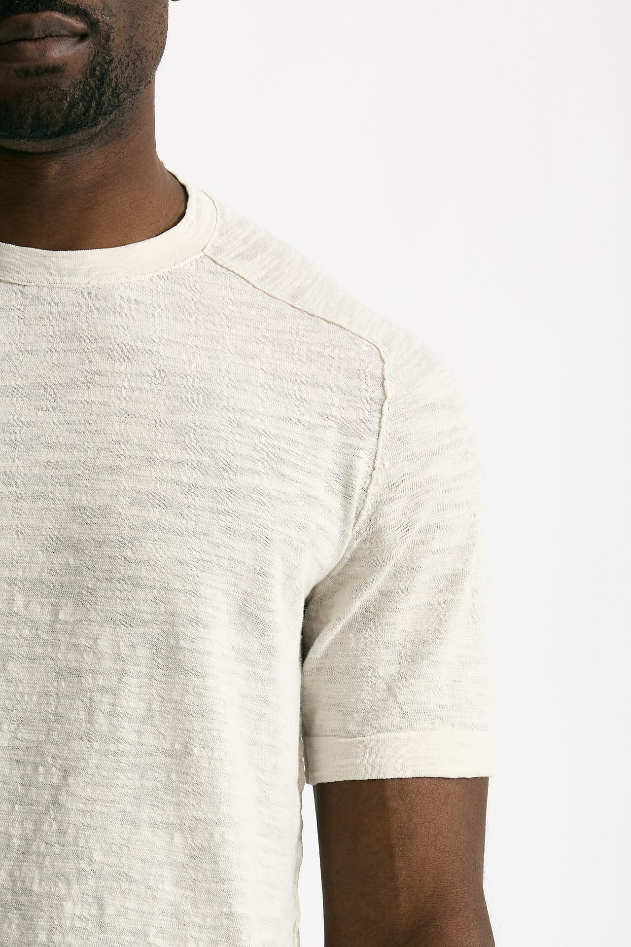 T shirt in cotone e lino beige men Transit uomo - 6