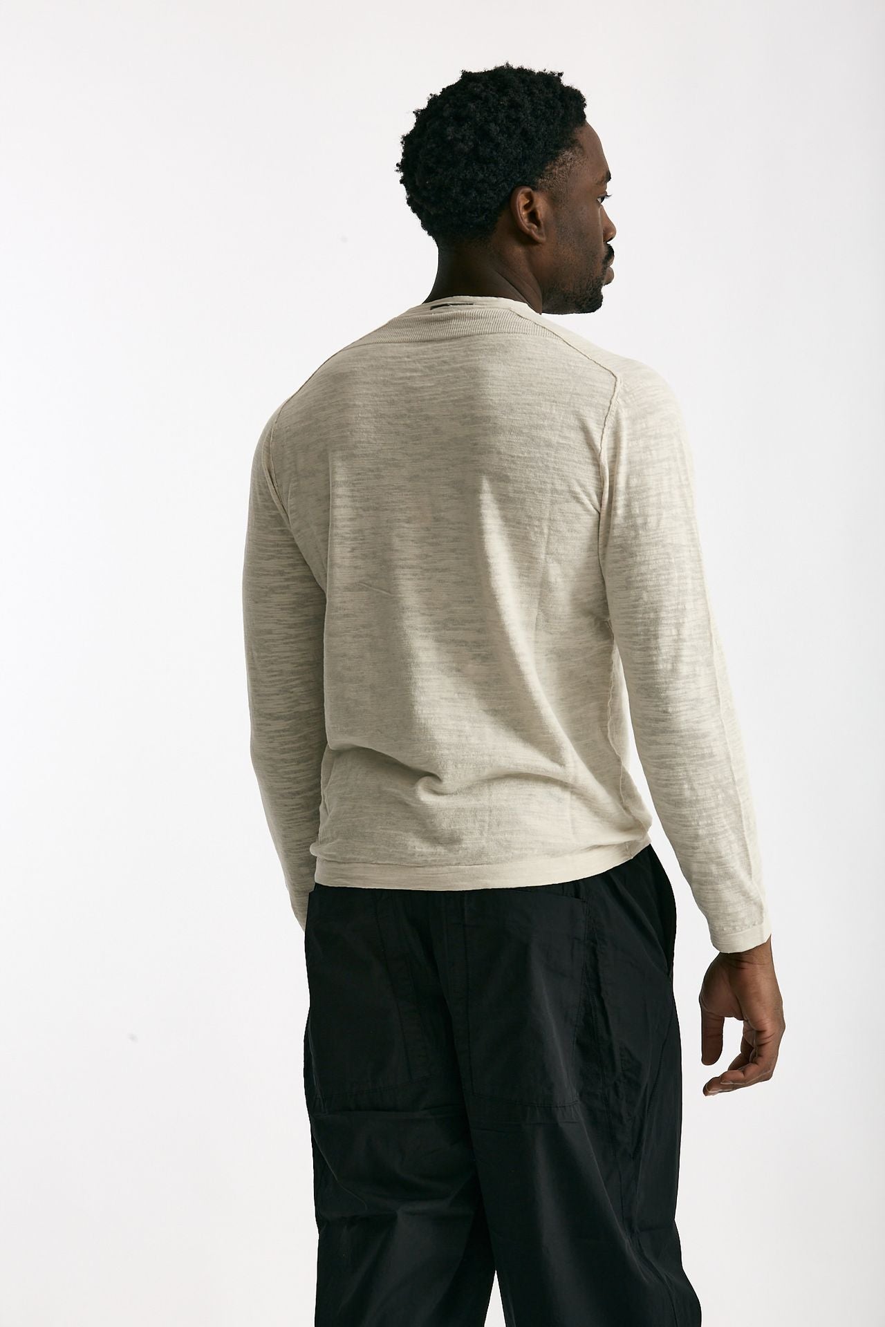 T shirt in cotone e lino beige men Transit uomo - 3