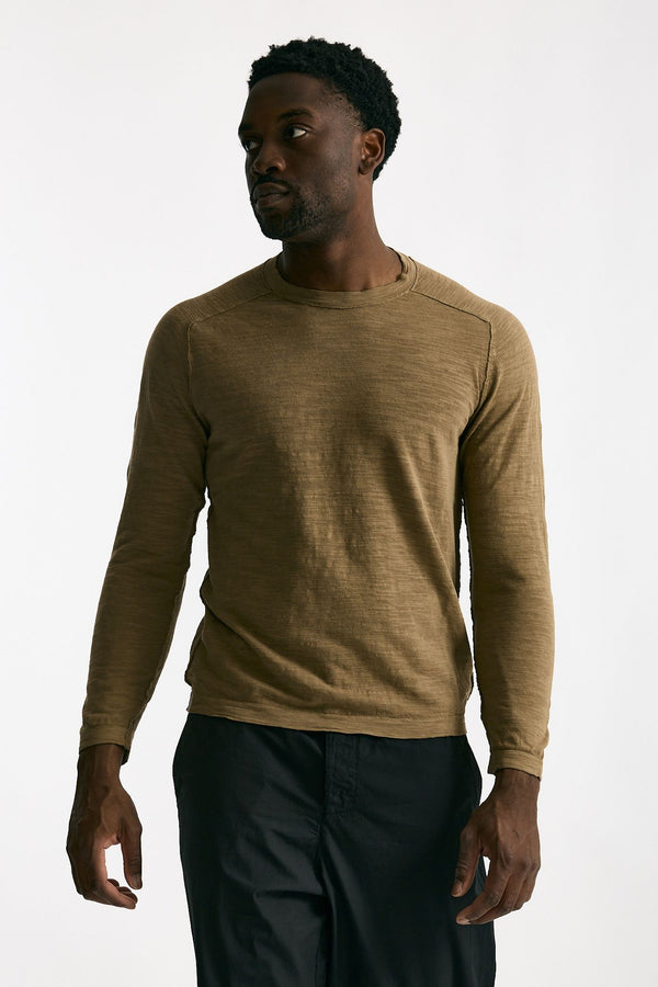 T shirt in cotone e lino cammello men Transit uomo