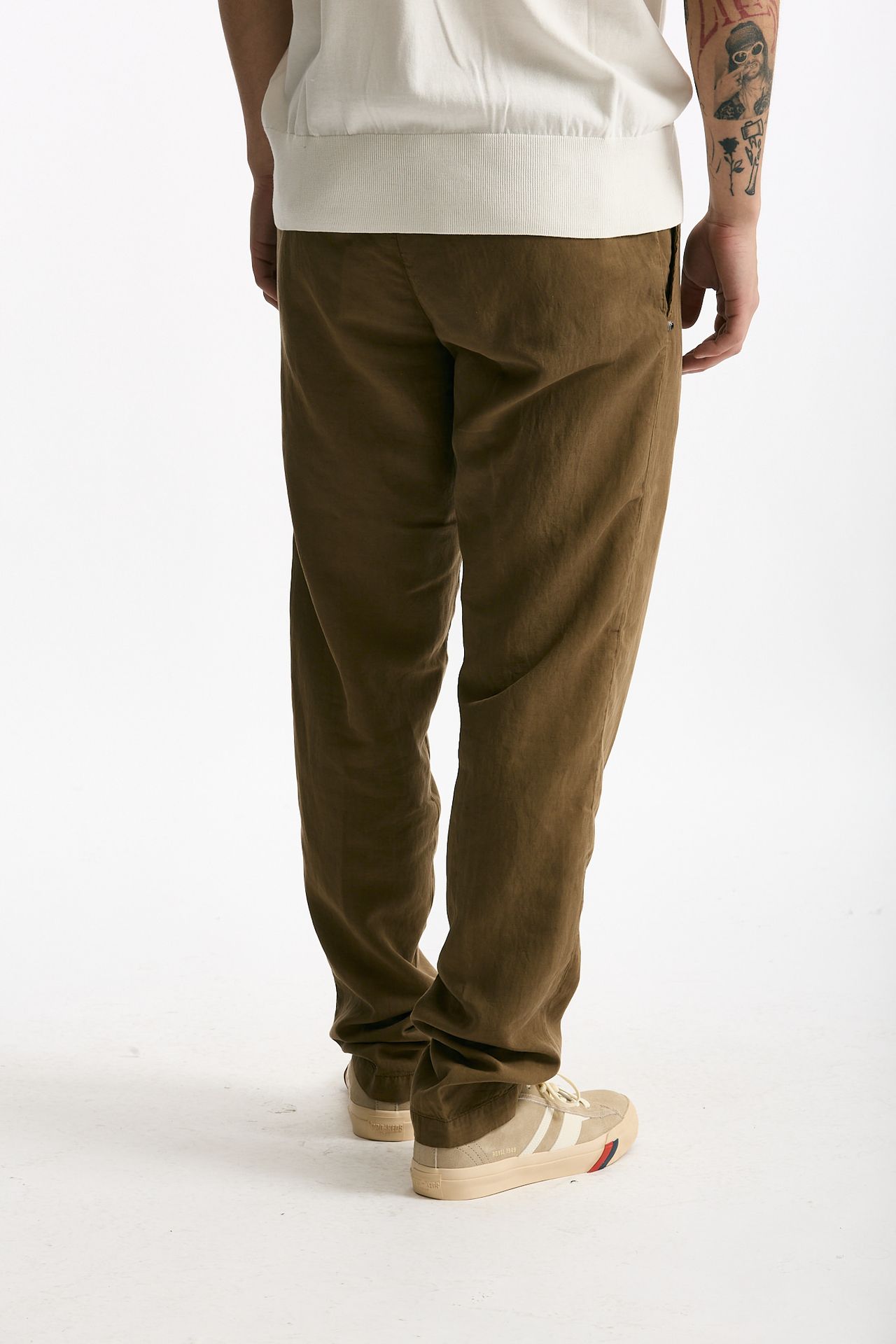 Pantalone in lyocell lino e cotone cammello men White sand - 3