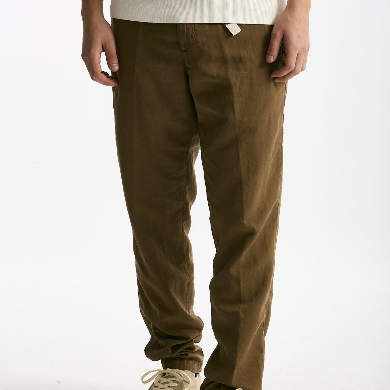 Pantalone in lyocell lino e cotone cammello men White sand - 8