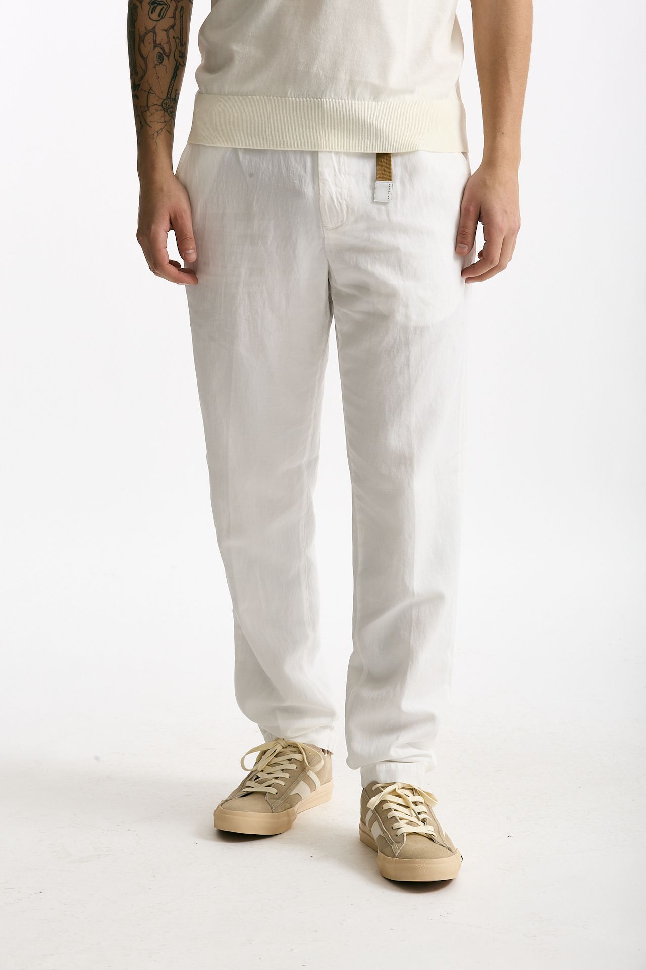 Pantalone in lyocell lino e cotone bianco men White sand - 1