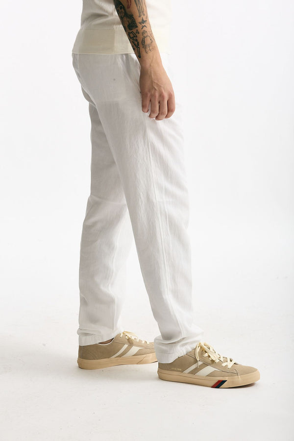 Pantalone in lyocell lino e cotone bianco men White sand