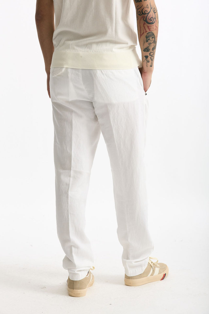Pantalone in lyocell lino e cotone bianco men White sand - 4