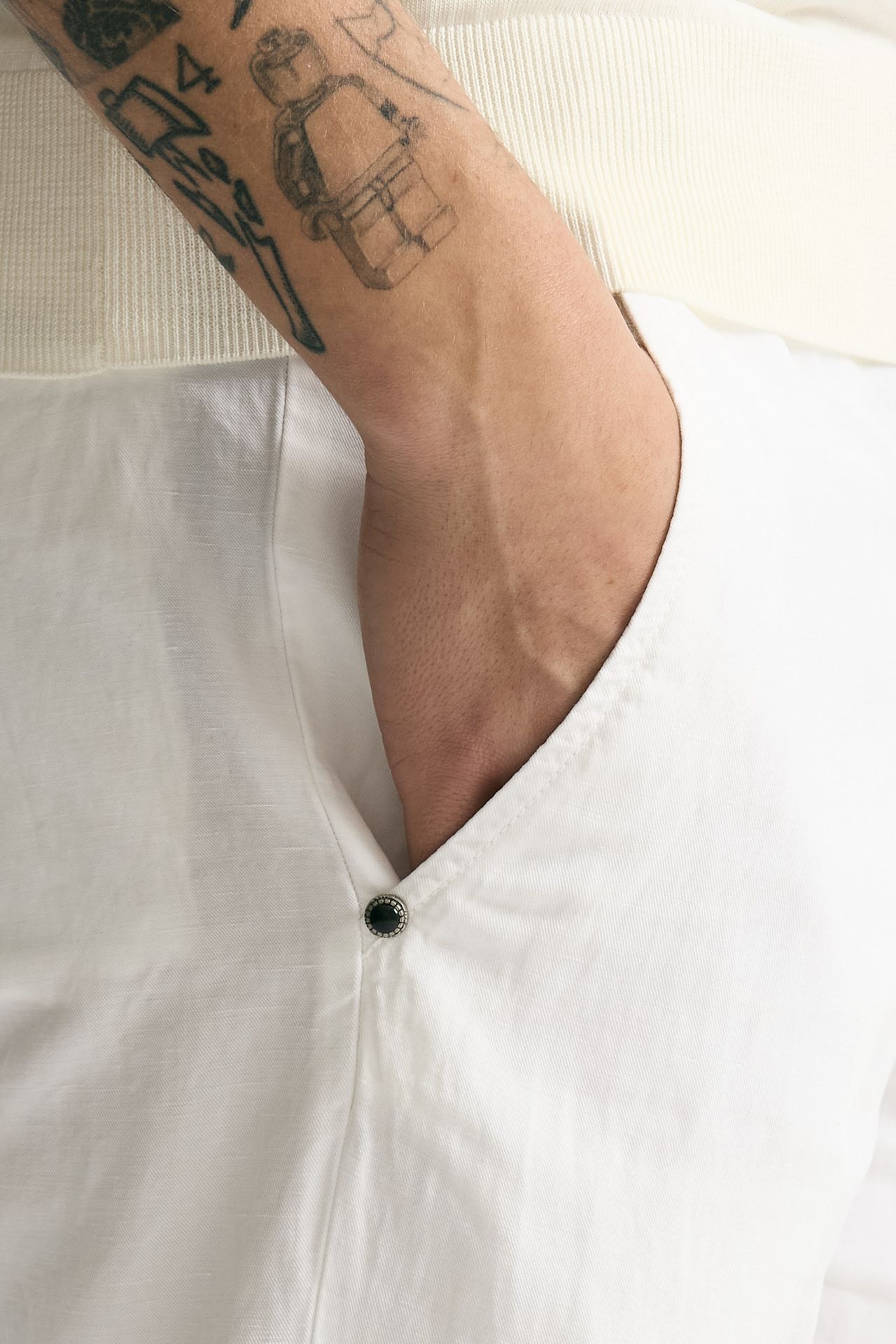 Pantalone in lyocell lino e cotone bianco men White sand - 5