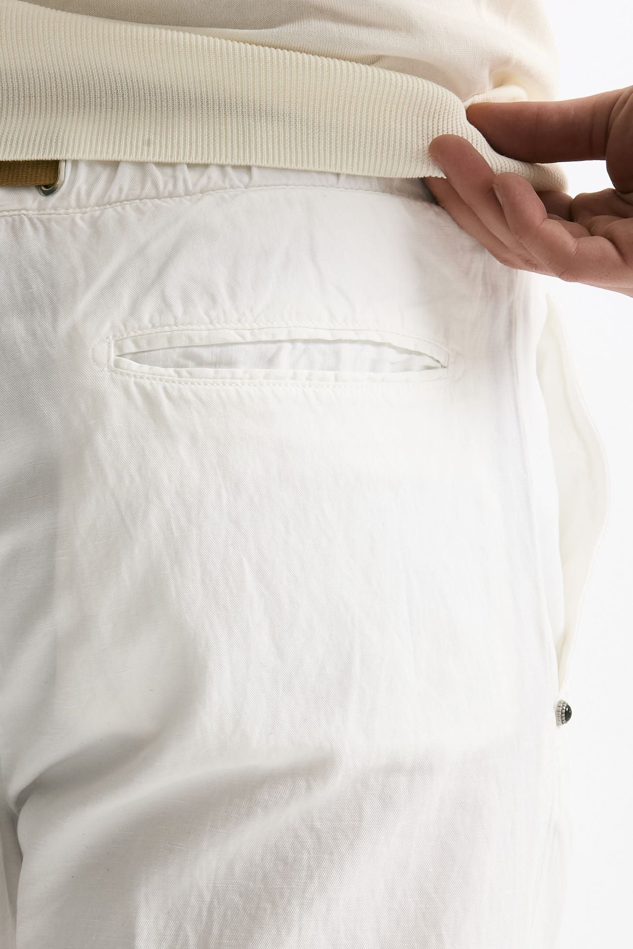 Pantalone in lyocell lino e cotone bianco men White sand - 7