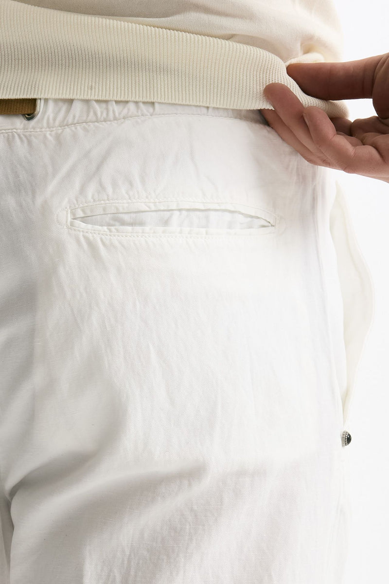 Pantalone in lyocell lino e cotone bianco men White sand - 7