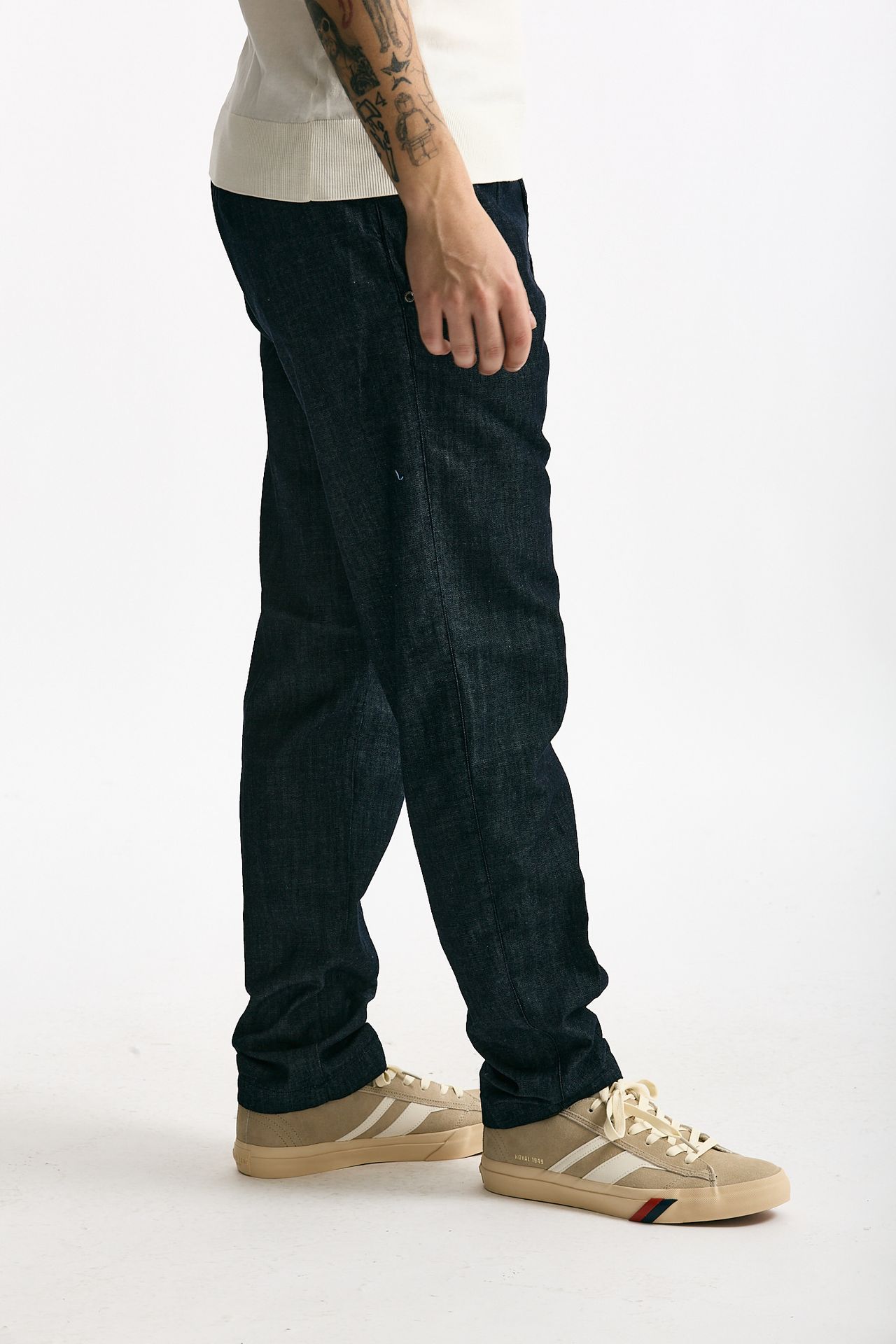 Pantalone in cotone fermo chambray blu men White sand - 2