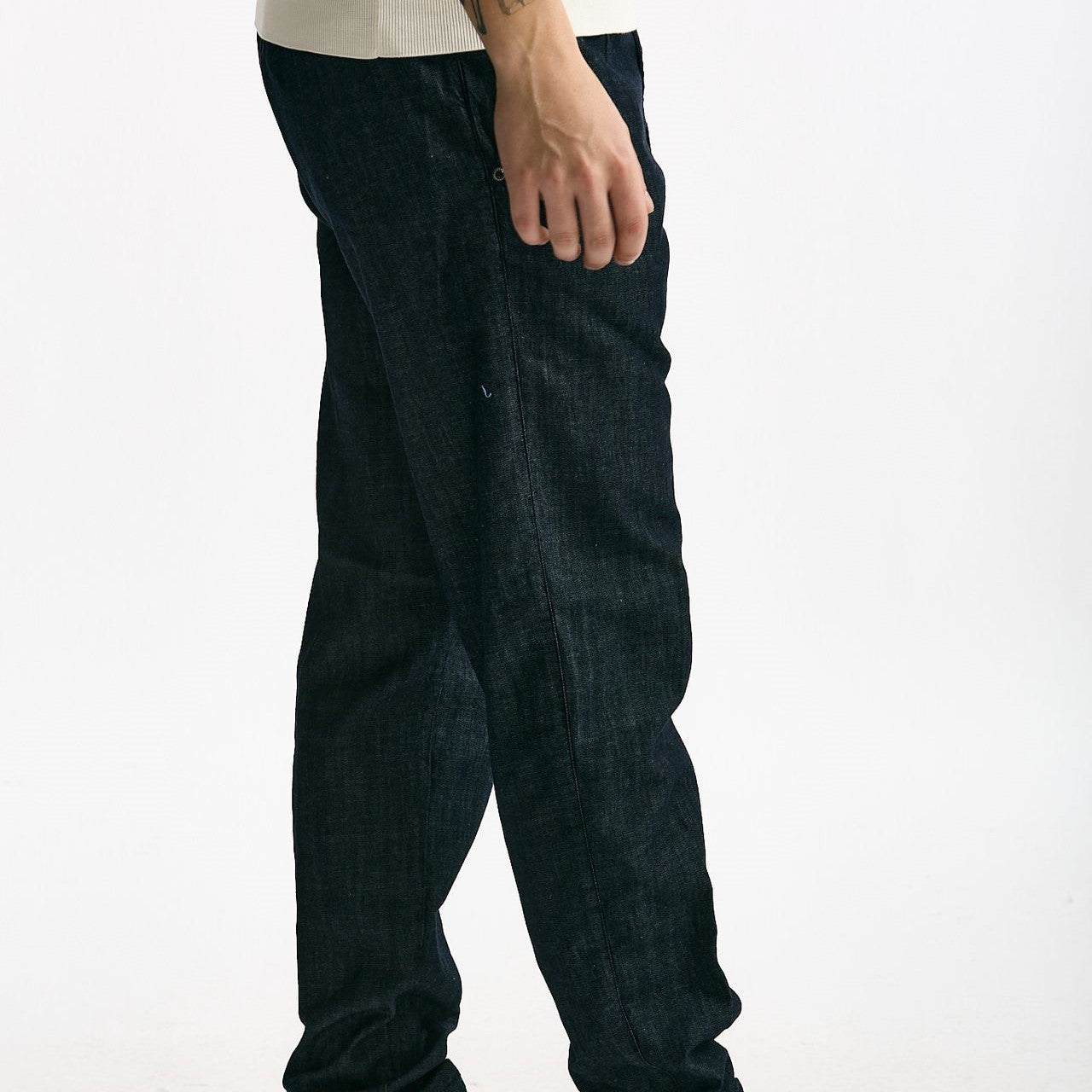 Pantalone in cotone fermo chambray blu men White sand - 8