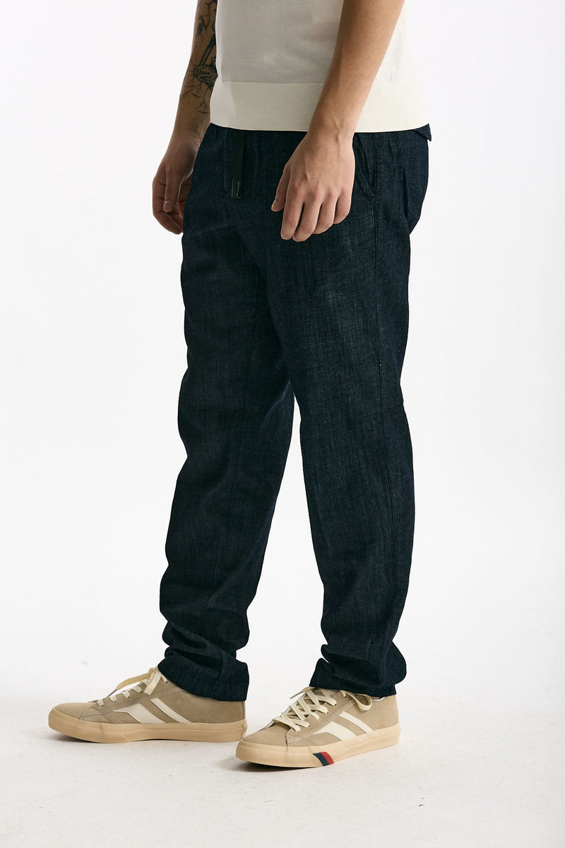 Pantalone in cotone fermo chambray blu men White sand - 4