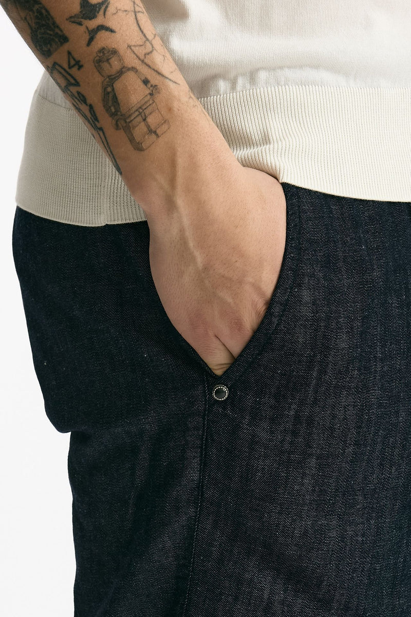 Pantalone in cotone fermo chambray blu men White sand - 5