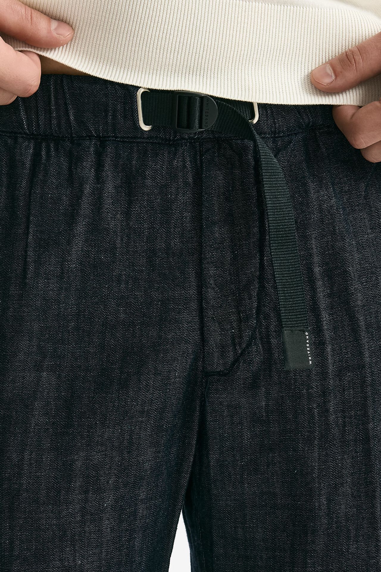 Pantalone in cotone fermo chambray blu men White sand - 6