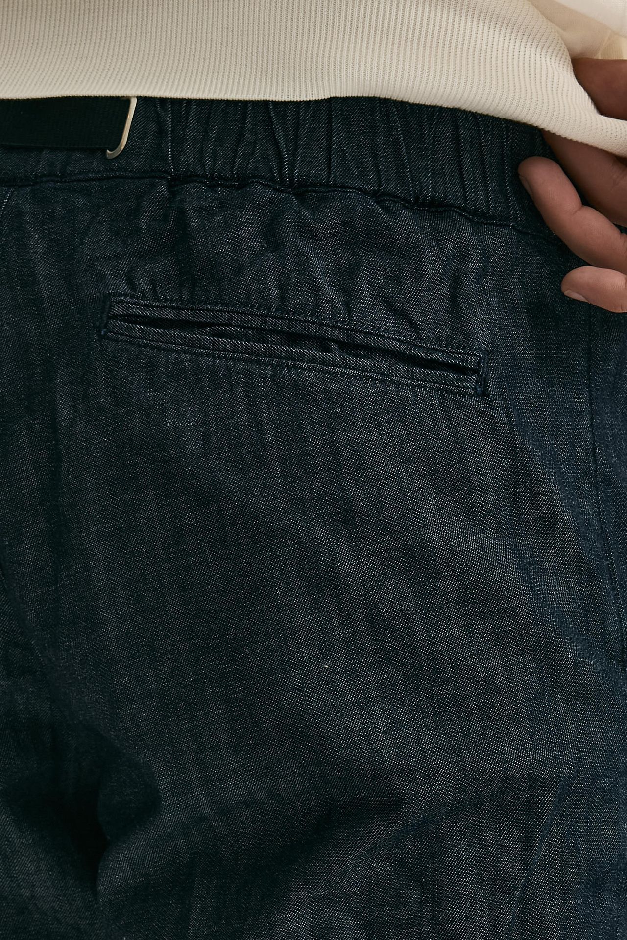 Pantalone in cotone fermo chambray blu men White sand - 7