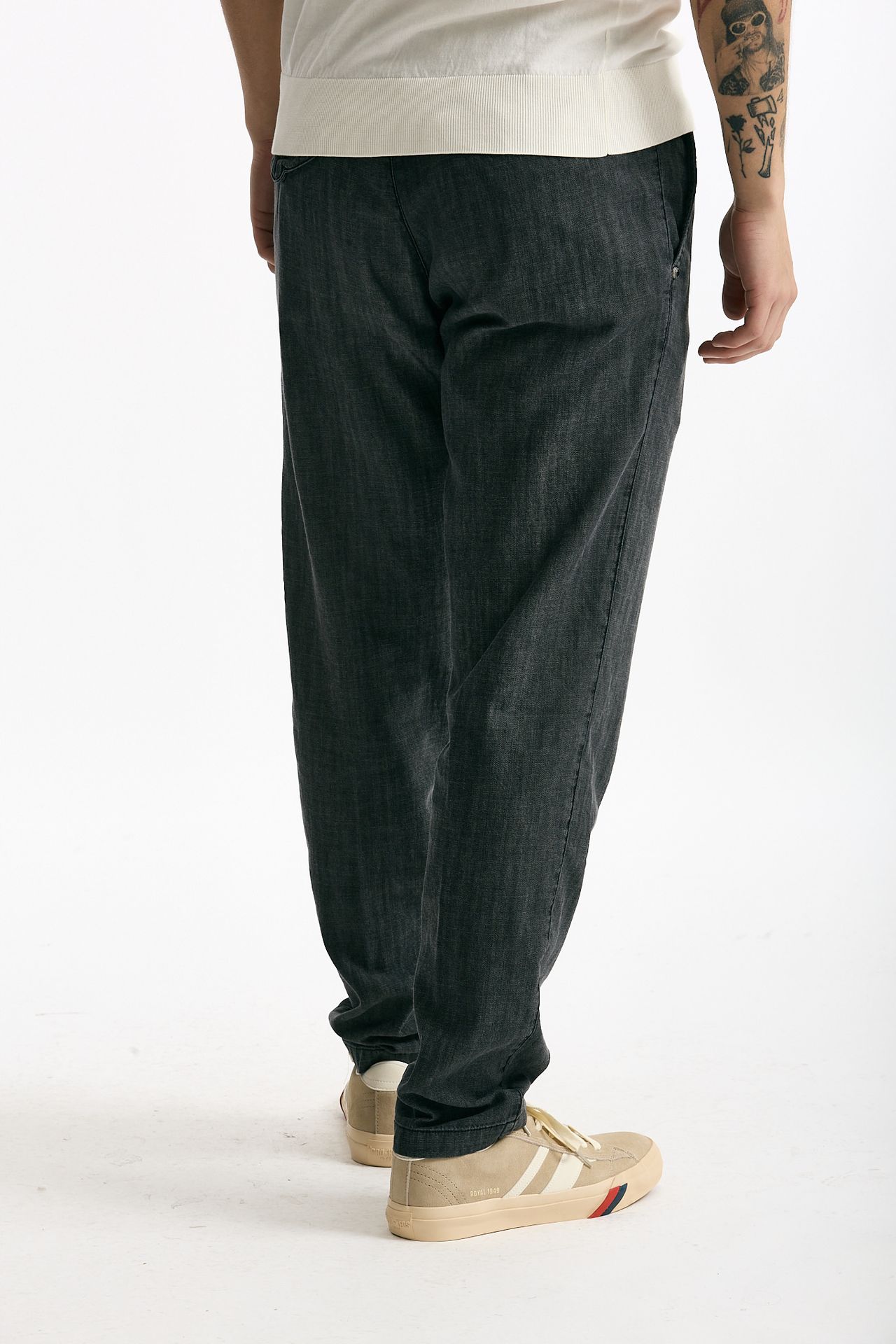 Pantalone in cotone fermo chambray grigio men White sand - 4