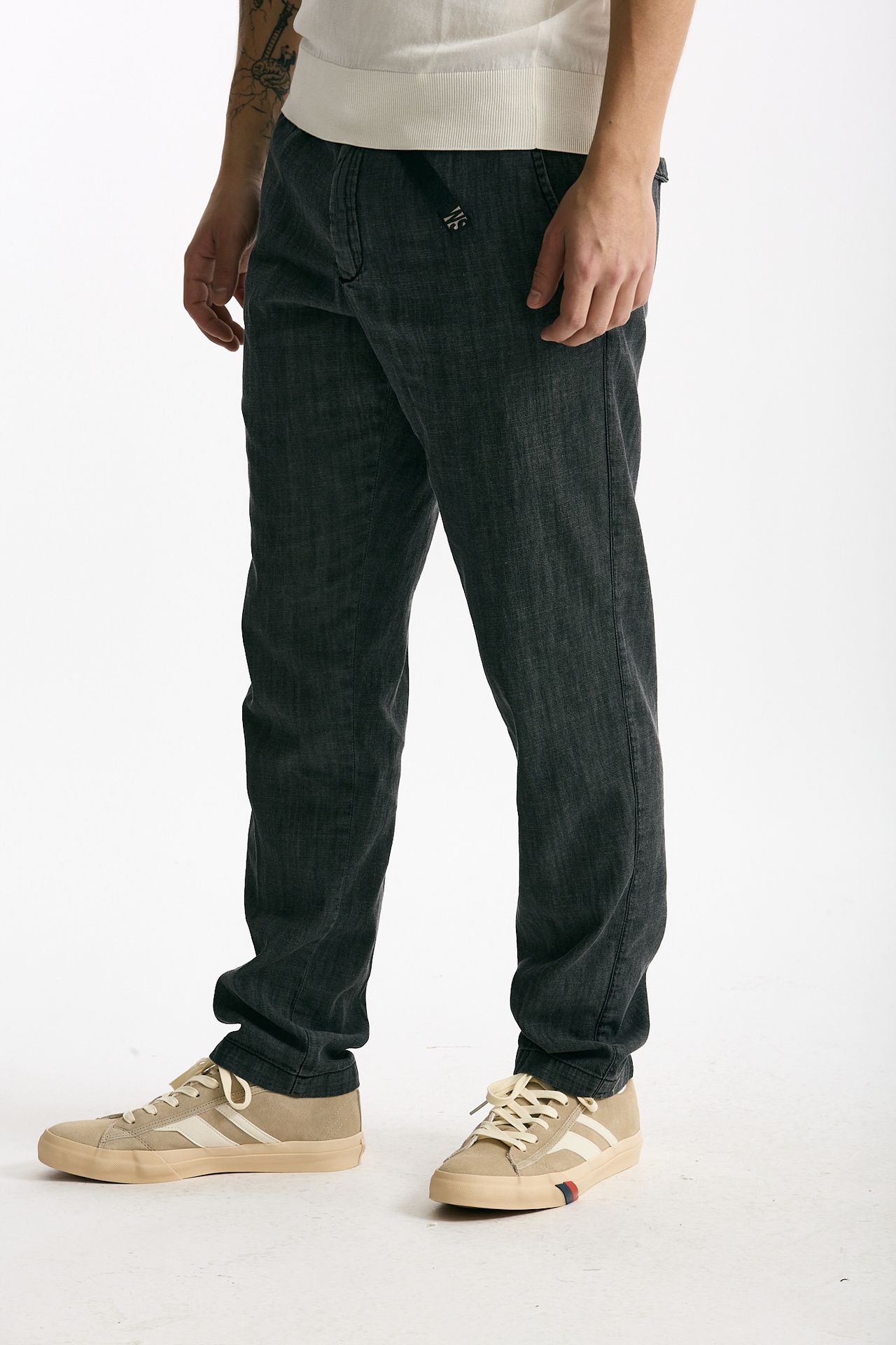 Pantalone in cotone fermo chambray grigio men White sand - 1