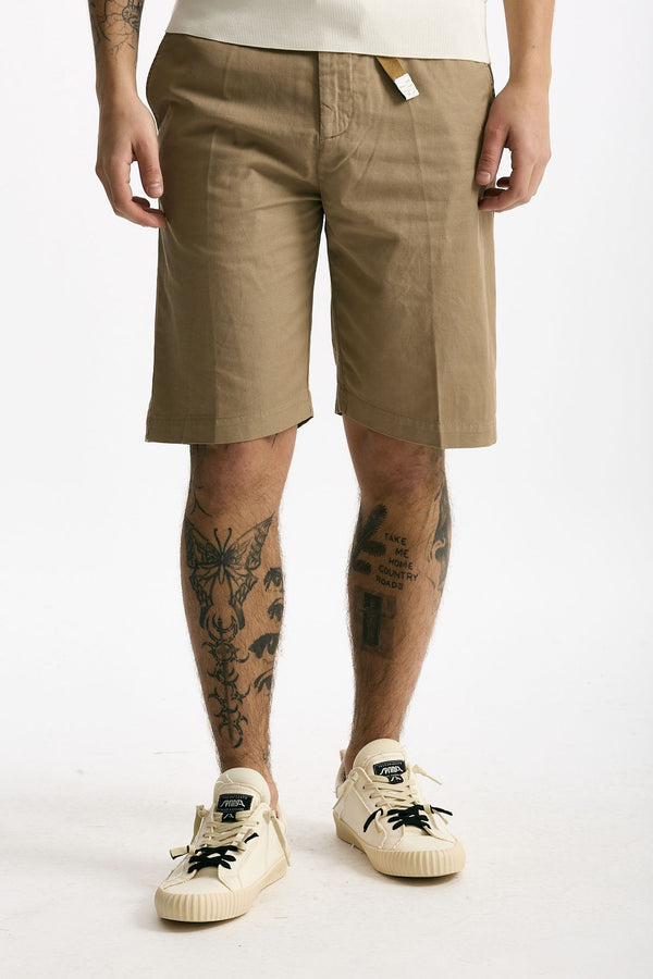 Bermuda in cotone e lino stretch beige men White sand