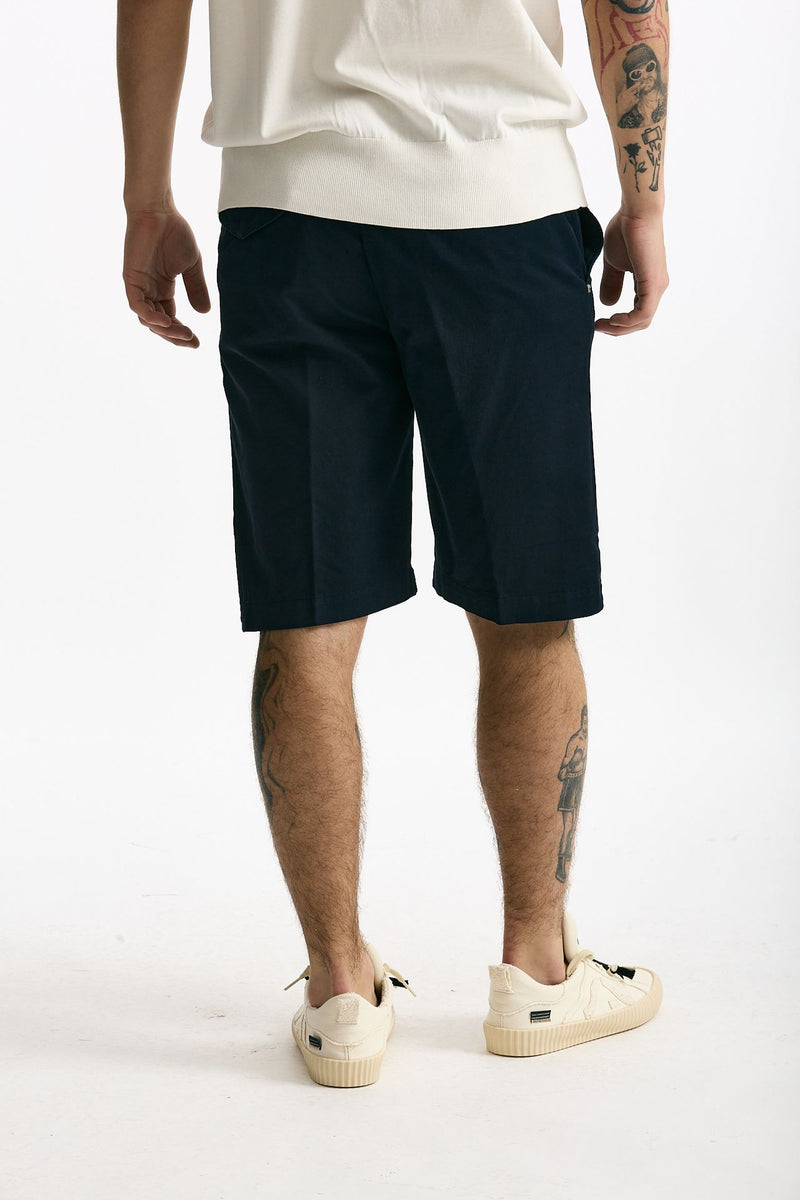 Bermuda in cotone e lino stretch blu men White sand - 3