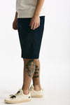 Bermuda in cotone e lino stretch blu men White sand - 4