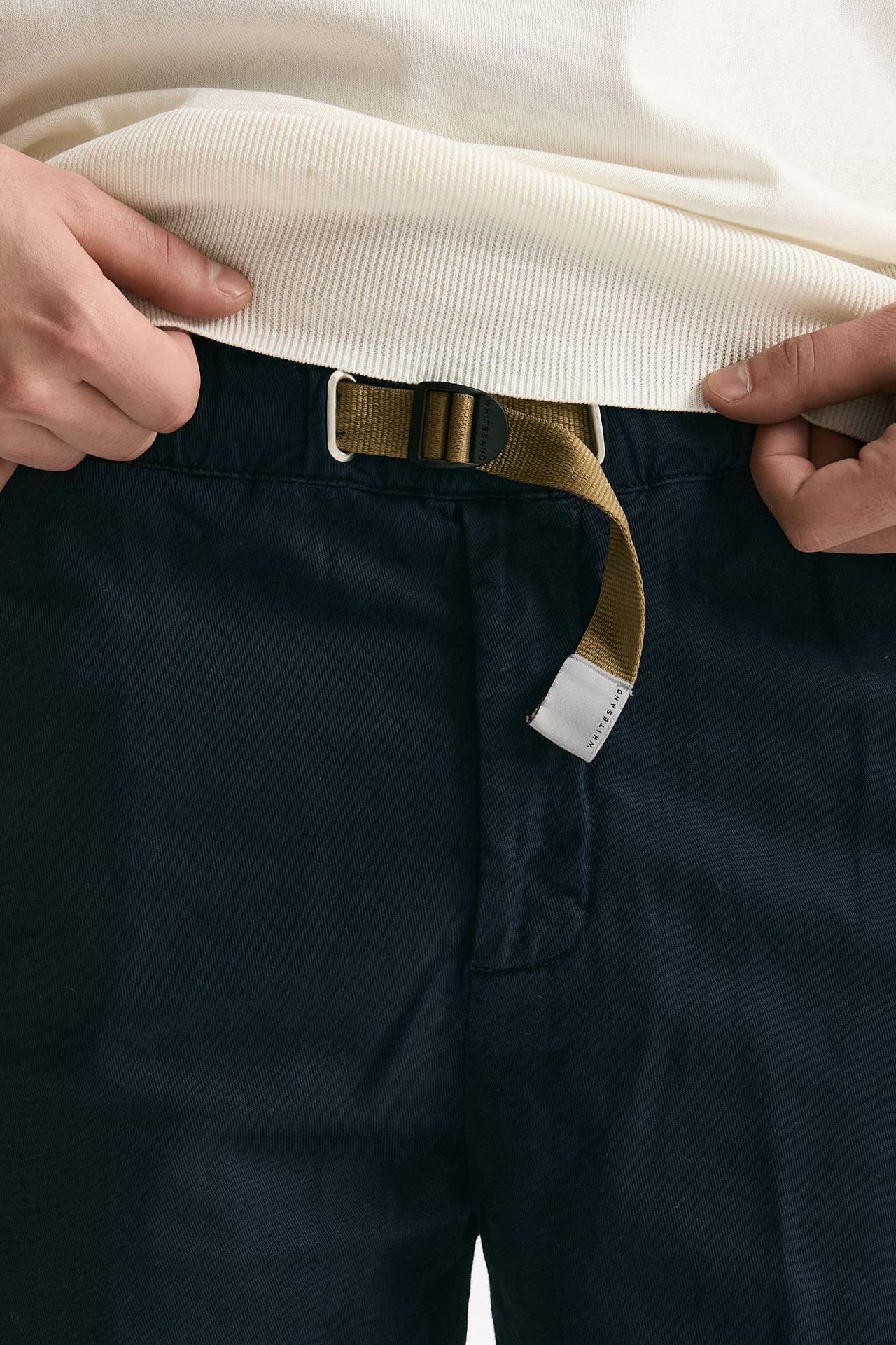 Bermuda in cotone e lino stretch blu men White sand - 6