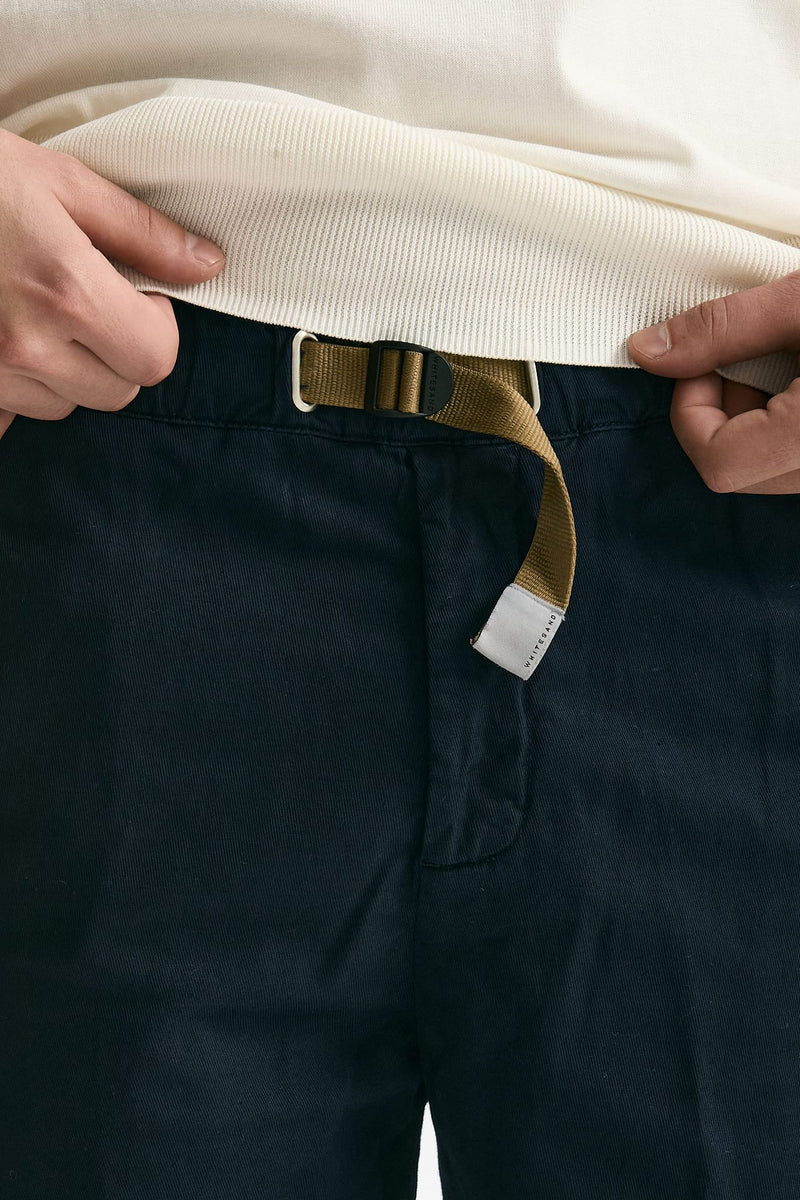 Bermuda in cotone e lino stretch blu men White sand - 6