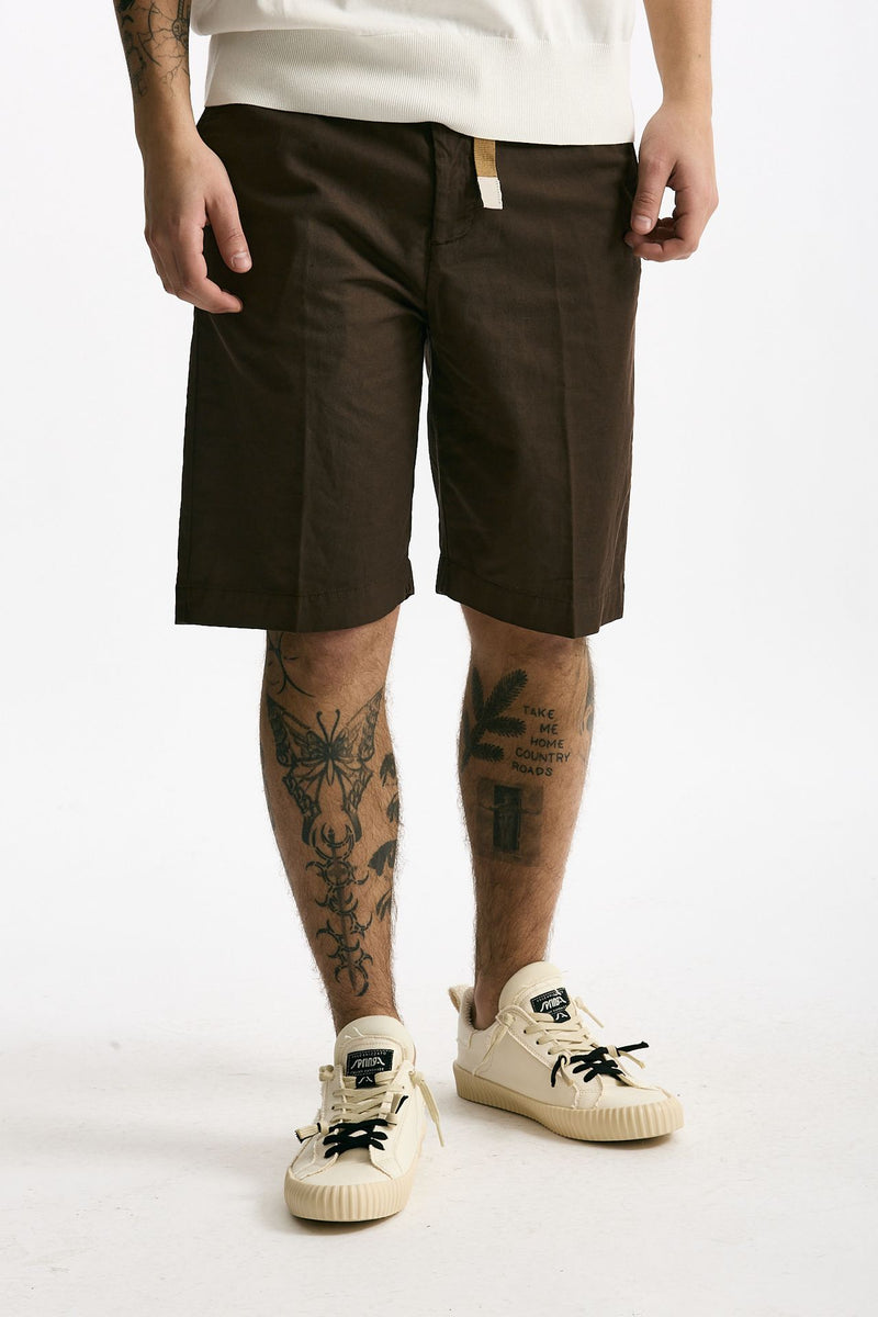 Bermuda in cotone e lino stretch marrone men White sand - 2