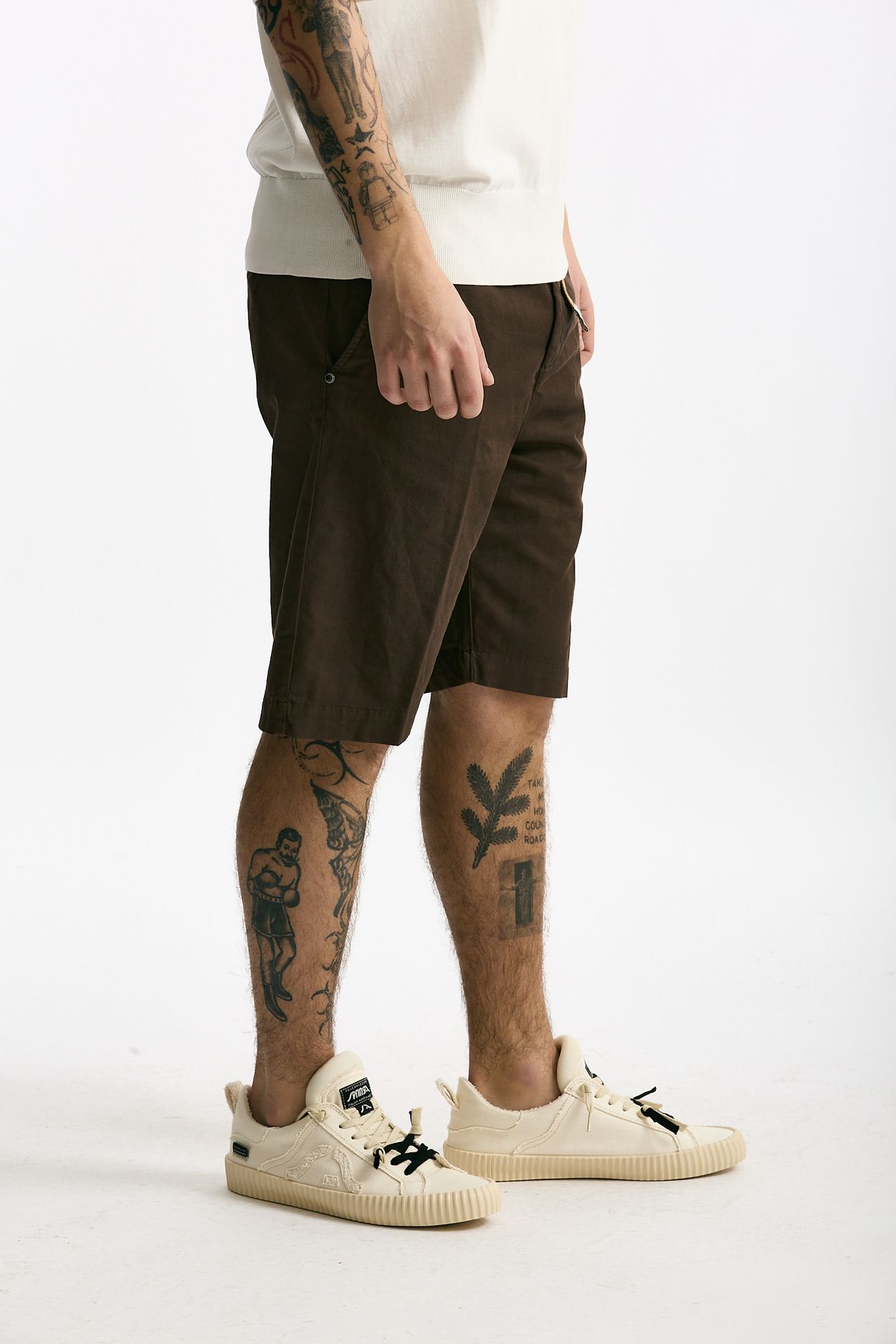Bermuda in cotone e lino stretch marrone men White sand - 3