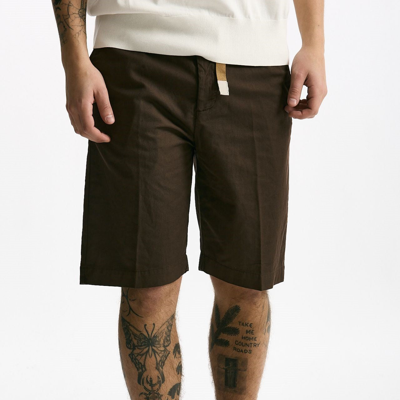 Bermuda in cotone e lino stretch marrone men White sand - 8