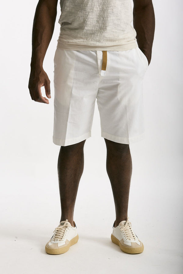 Bermuda in cotone e lino stretch bianco men White sand