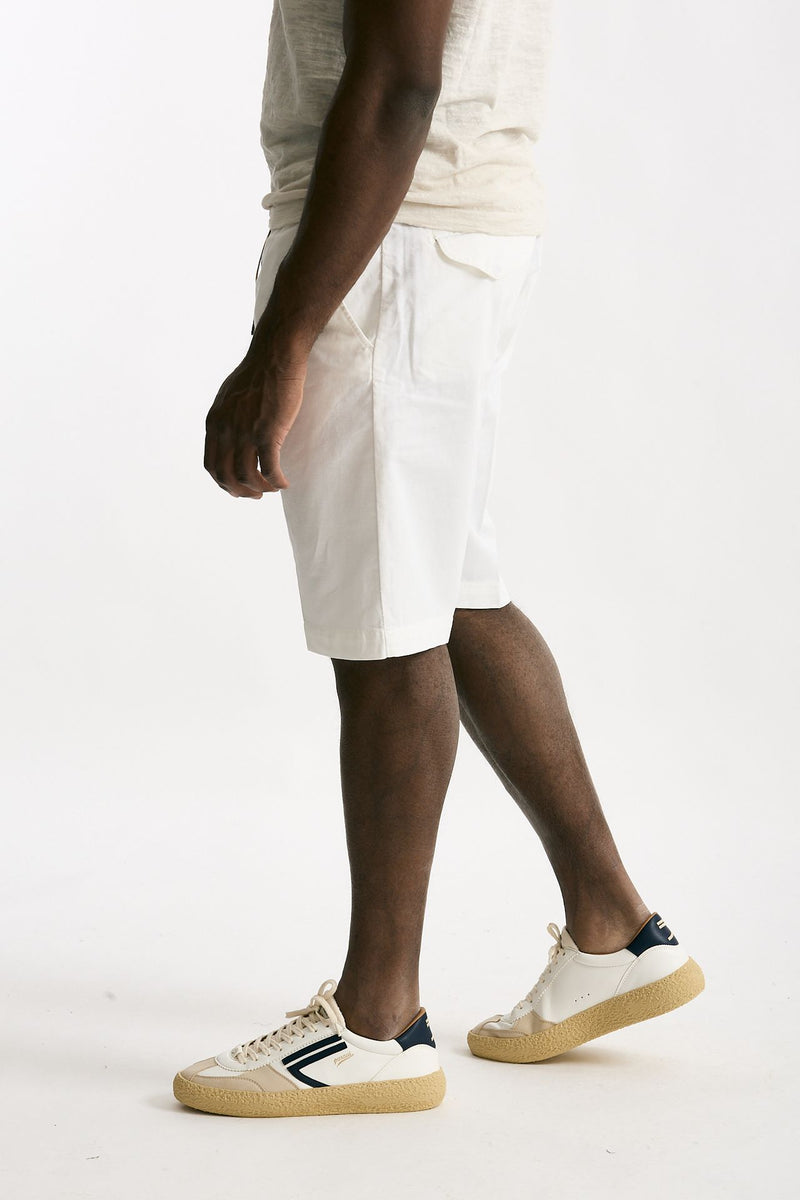 Bermuda in cotone e lino stretch bianco men White sand - 1