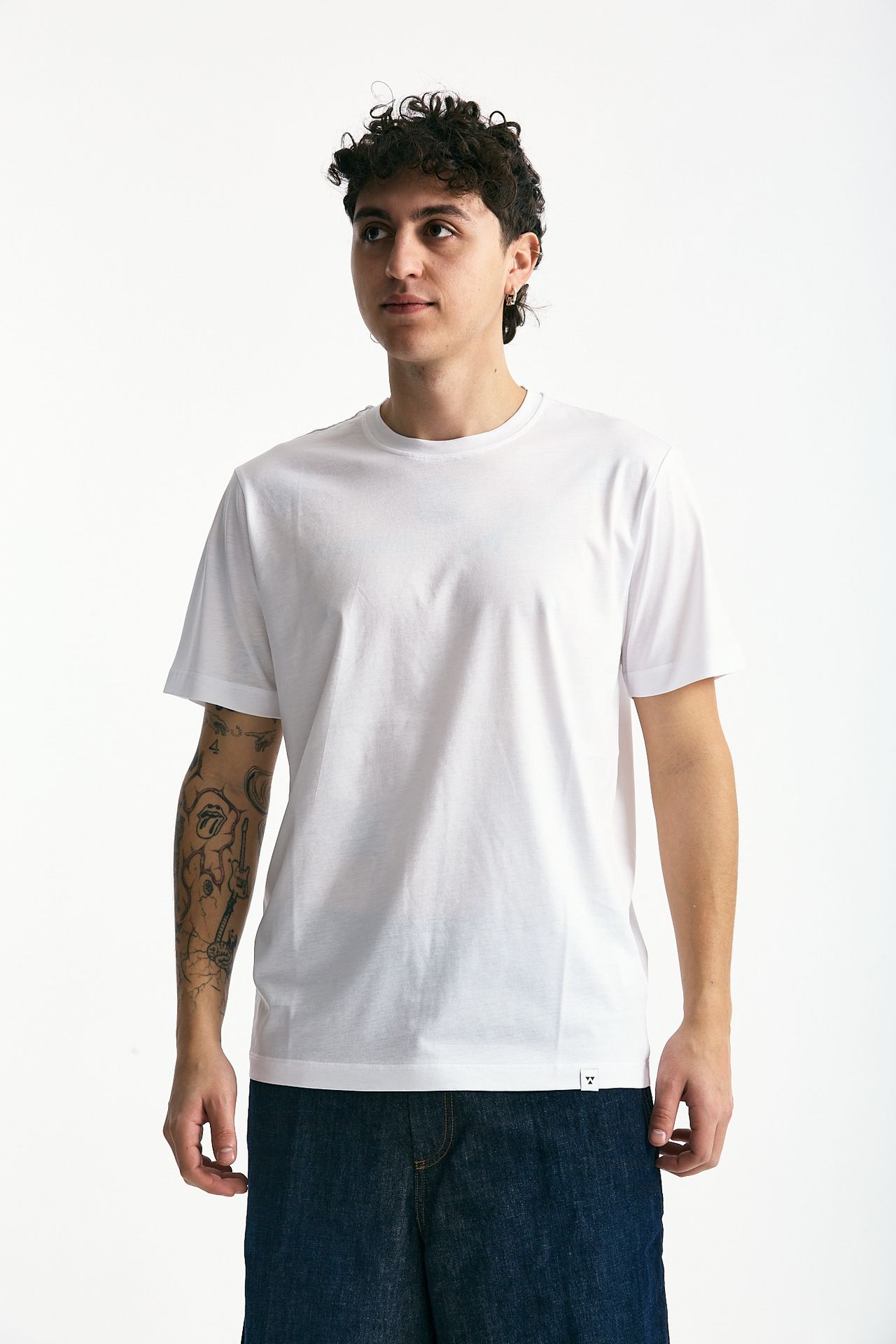 T-shirt in cotone e modale bianco men Woc - 1