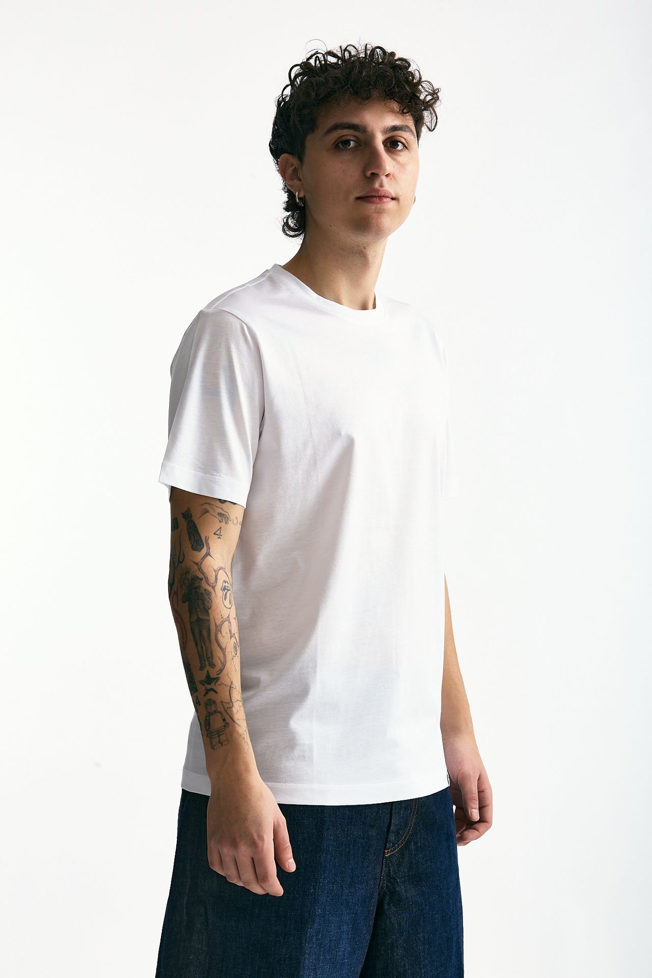 T-shirt in cotone e modale bianco men Woc - 2