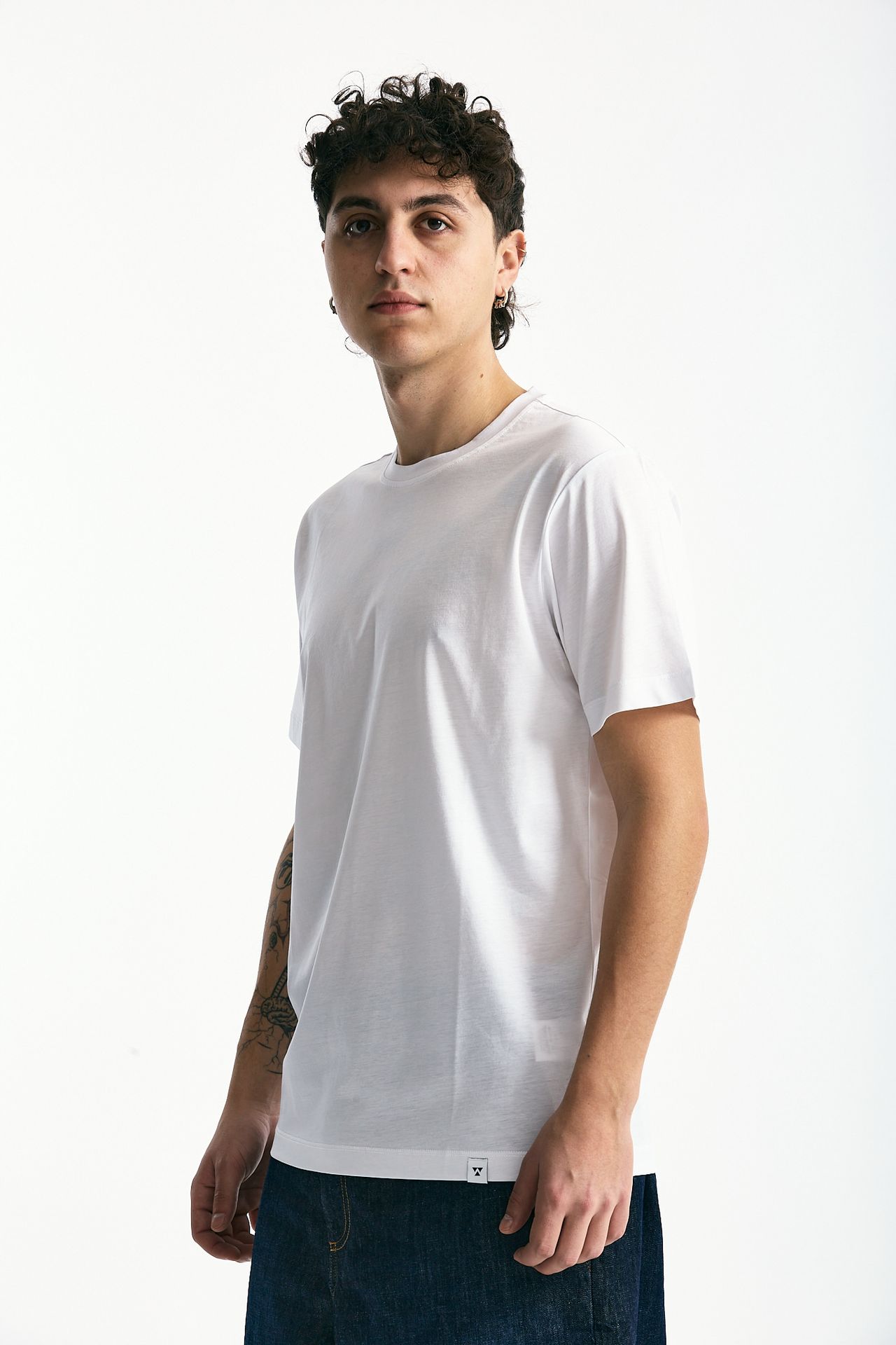 T-shirt in cotone e modale bianco men Woc - 4